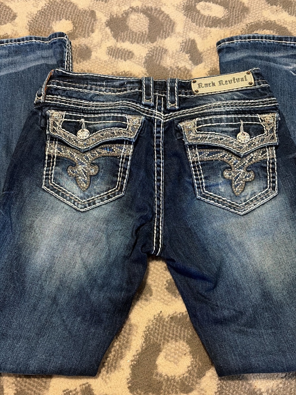 Rock Revival Women’s Dark Blue Embellished Pocket Jeans